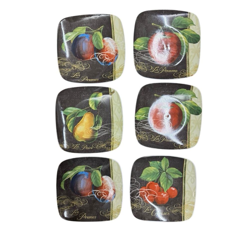 Pfaltzgraff Wild Apple Canapé Plates Set Of 6 Appetizer Fruit Italian Kitchen